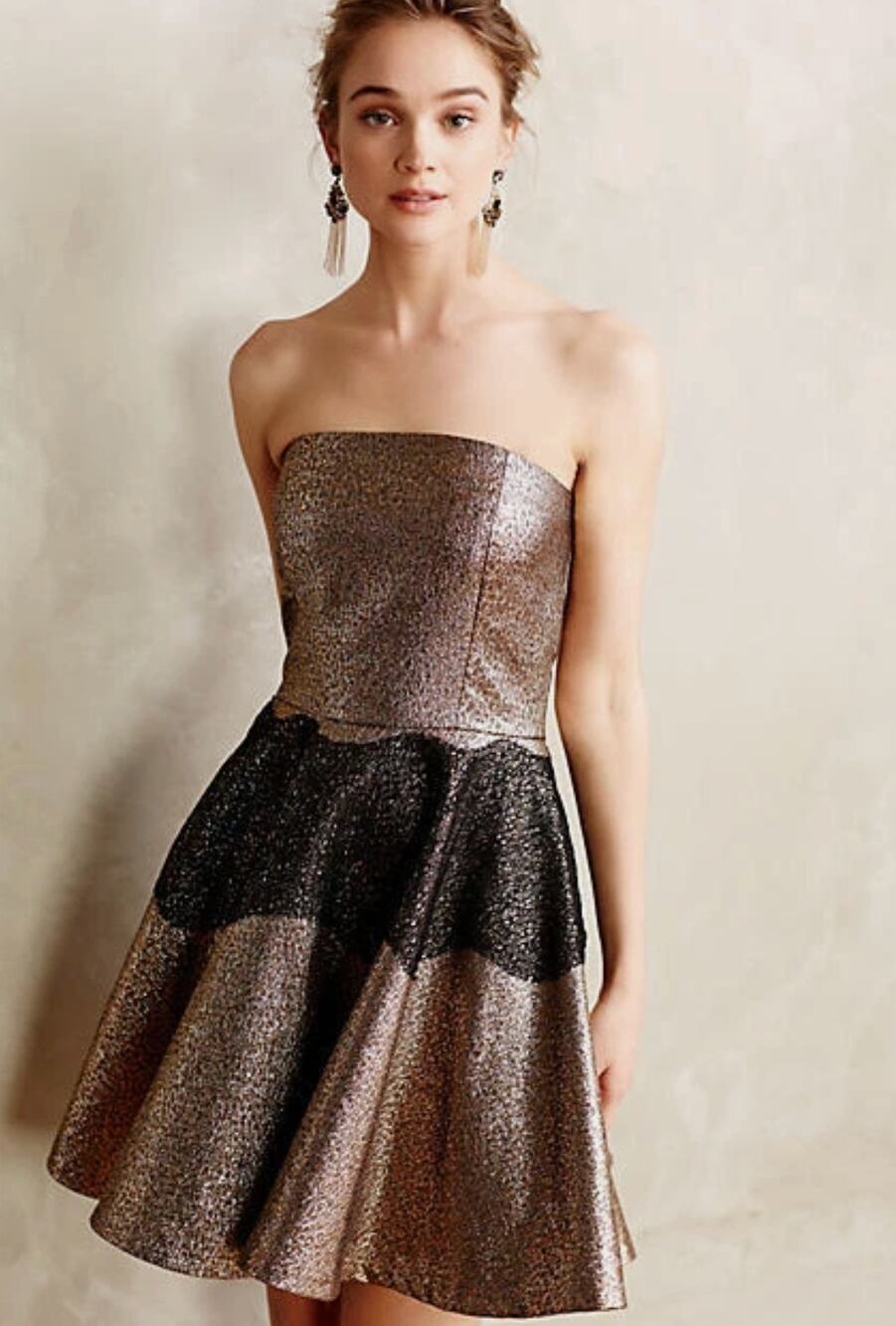 Anthropologie Sachin & Babi Womens 8 Black Shimmer Cocktail Mini Party Dress